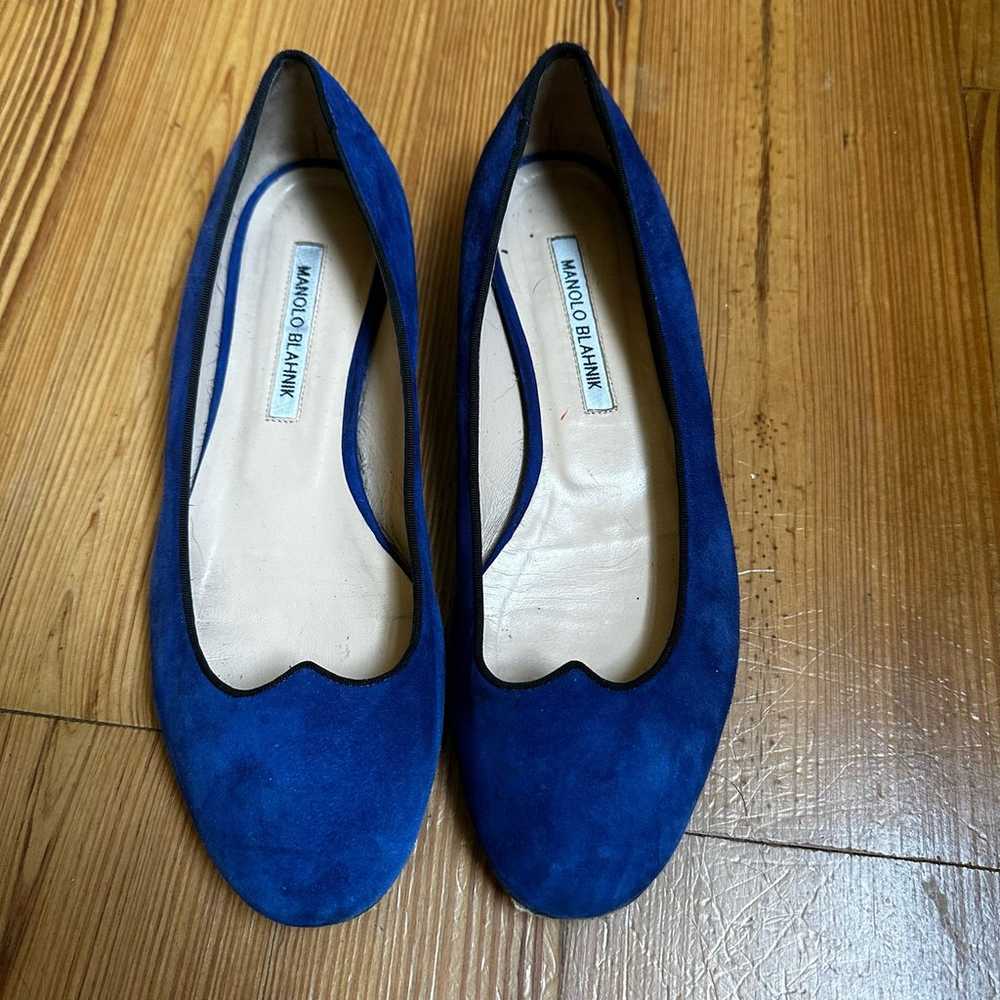 Manolo Blahnik royal blue suede ballet flat SIZE … - image 2