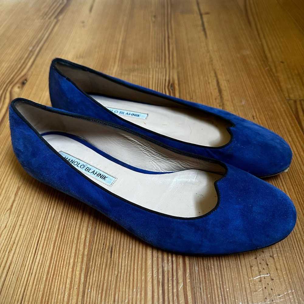 Manolo Blahnik royal blue suede ballet flat SIZE … - image 7