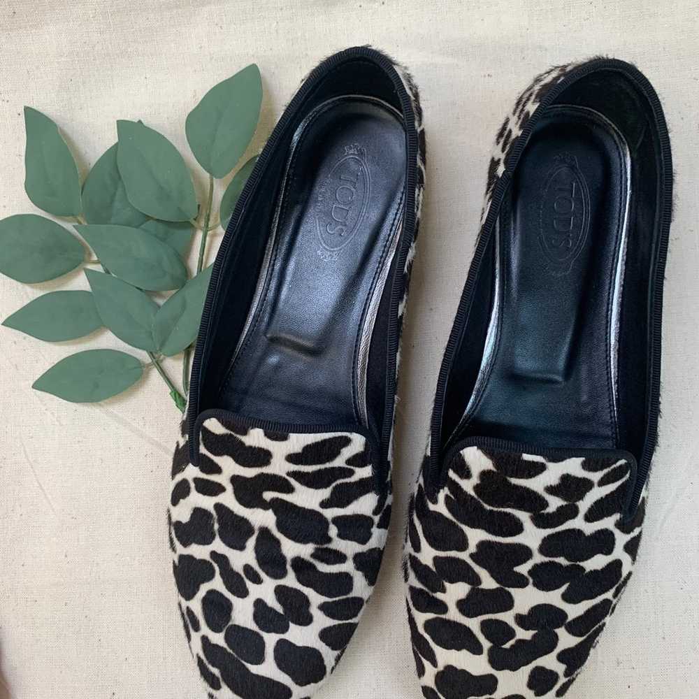 Tod’s Italian Animal Print Calf Hair Smoking Slip… - image 4