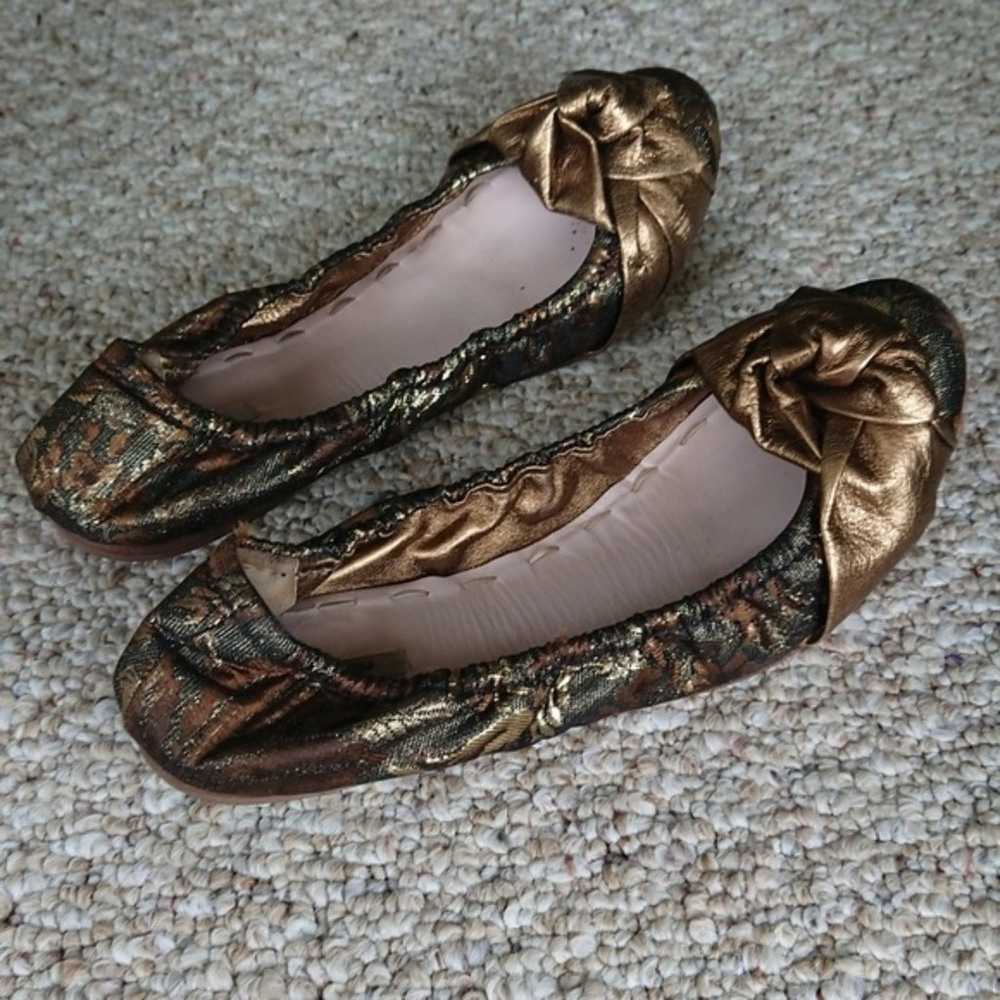 Miu Miu Leather Ballet Flats Gold & Metallic size… - image 1