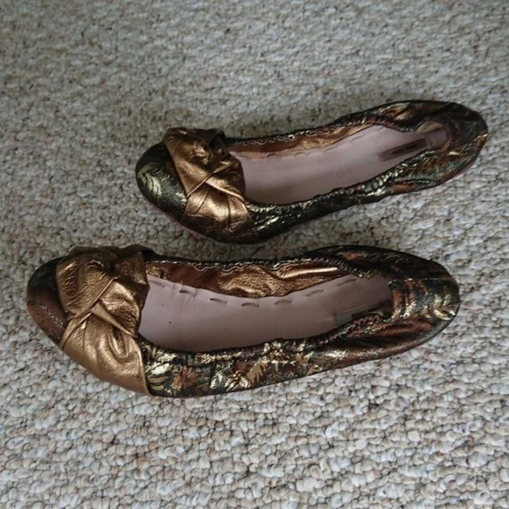 Miu Miu Leather Ballet Flats Gold & Metallic size… - image 4