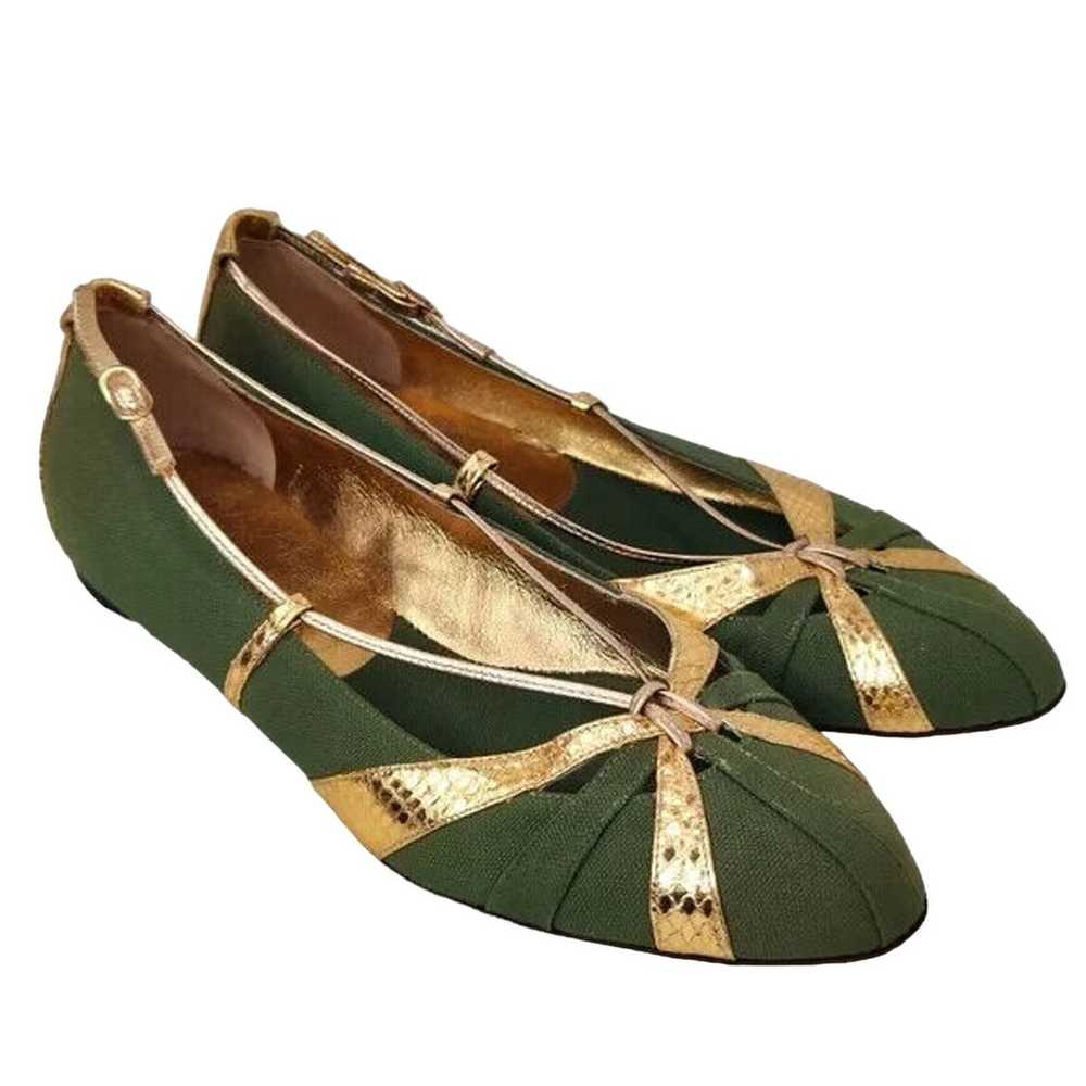 Dolce & Gabbana Green/Gold ballet flats sz 39.5 - image 1