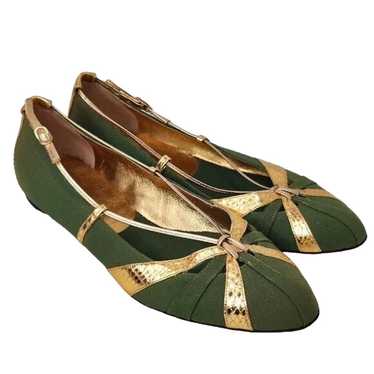 Dolce & Gabbana Green/Gold ballet flats sz 39.5 - image 1