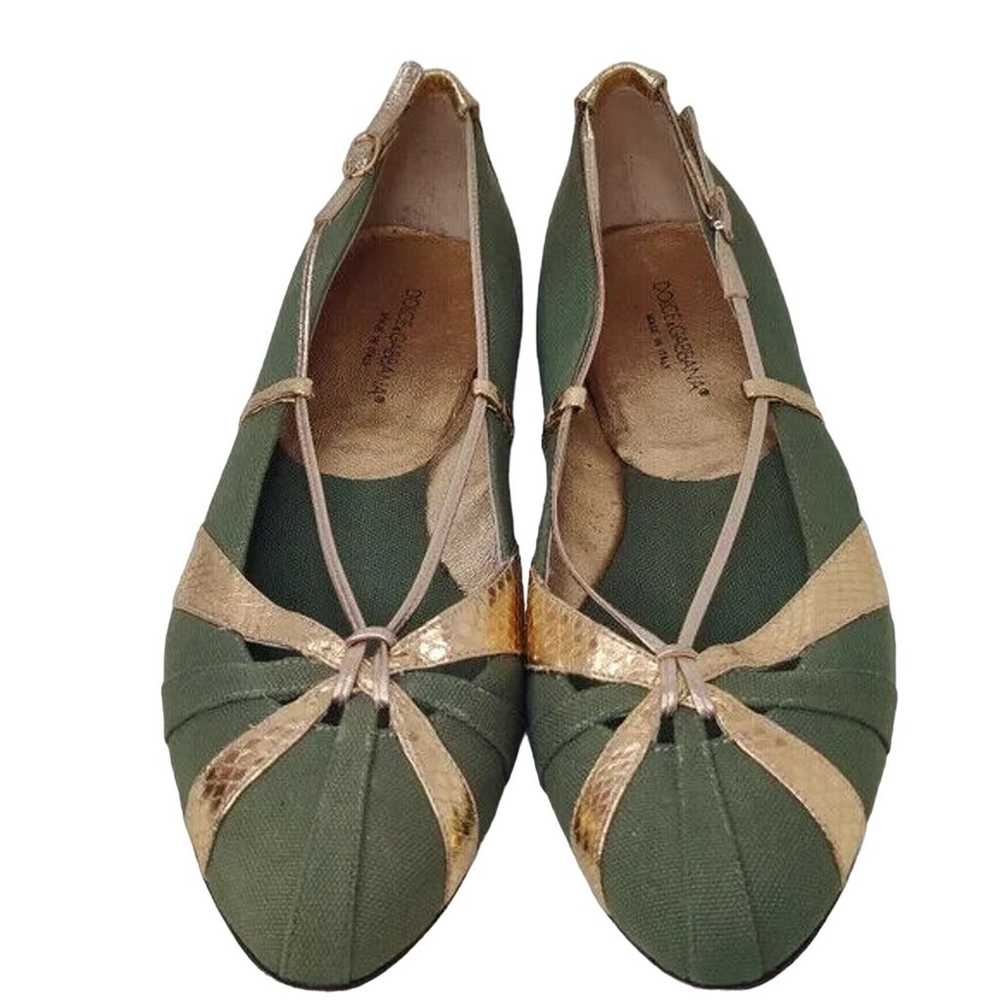 Dolce & Gabbana Green/Gold ballet flats sz 39.5 - image 2