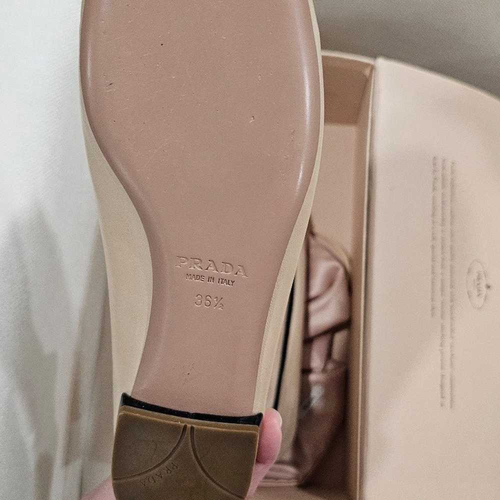 Prada Milano logo black leather ballet shoes with… - image 5