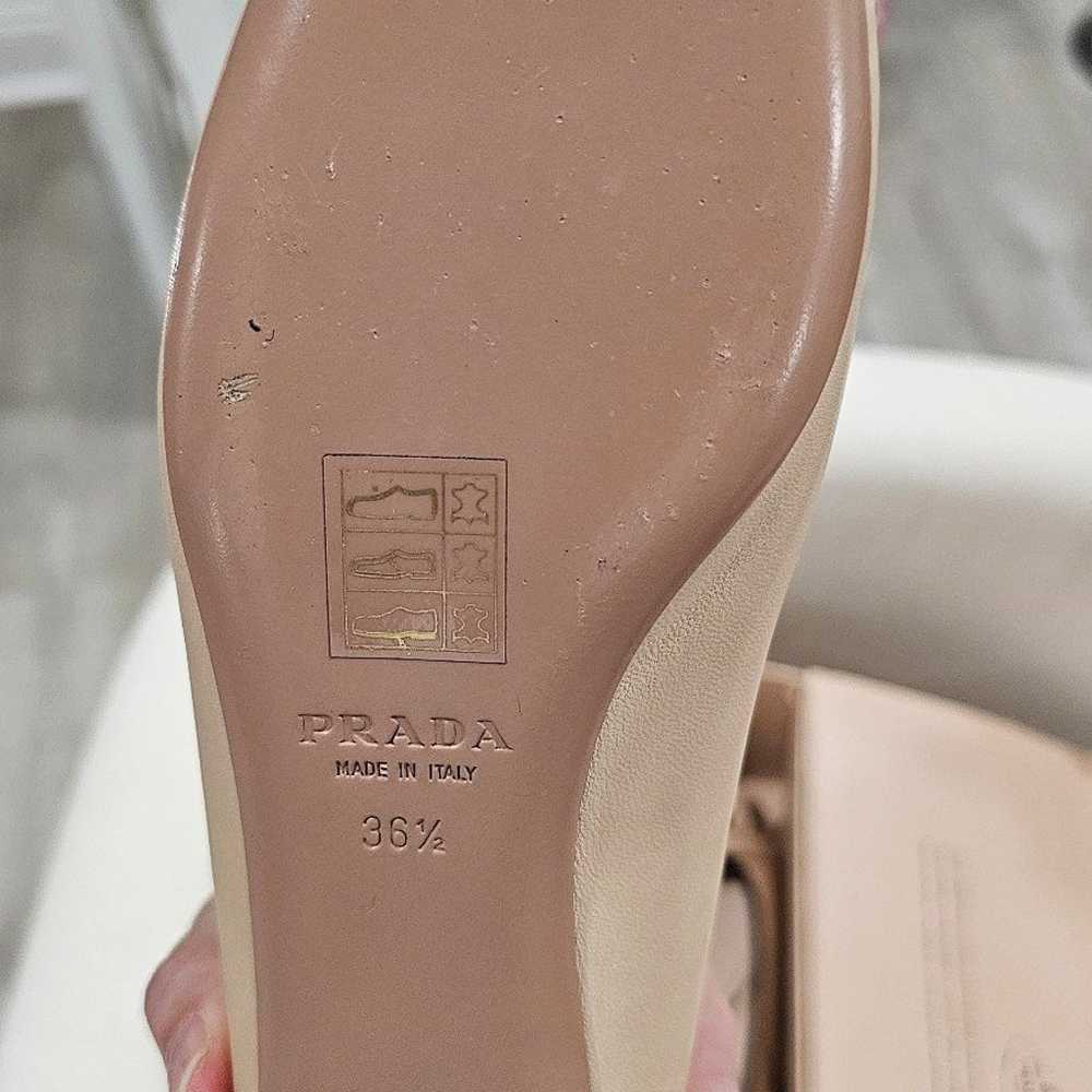 Prada Milano logo black leather ballet shoes with… - image 7