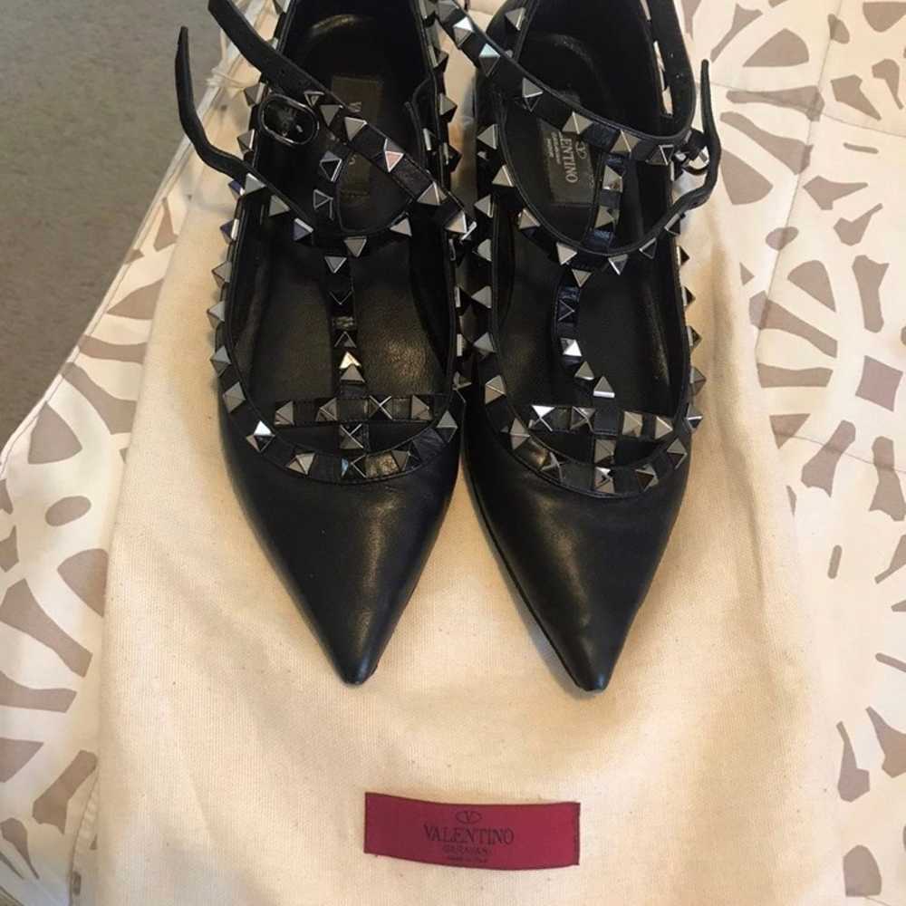 Black Valentino rockstud flats - image 1