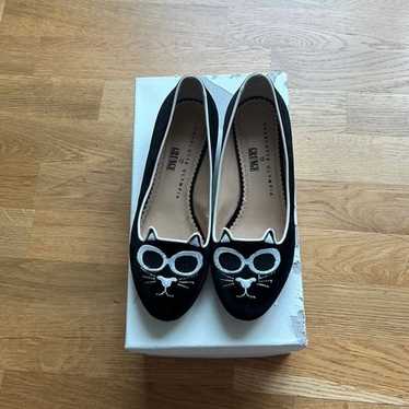 Charlotte Olympia grunge kitty velvet flats