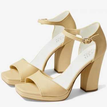 Franco Sarto Dima Beige Leather Block Heel Sandals - image 1