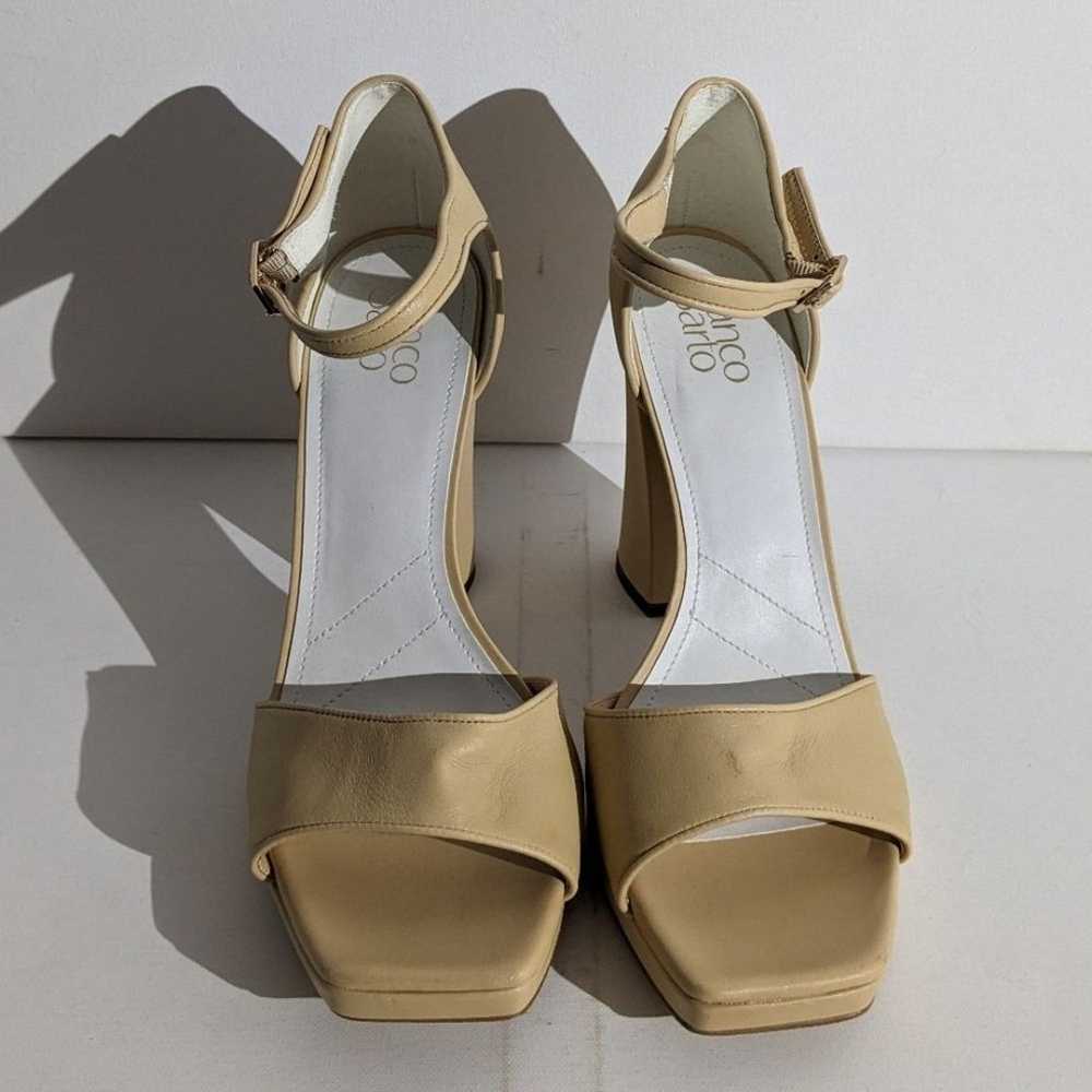 Franco Sarto Dima Beige Leather Block Heel Sandals - image 3