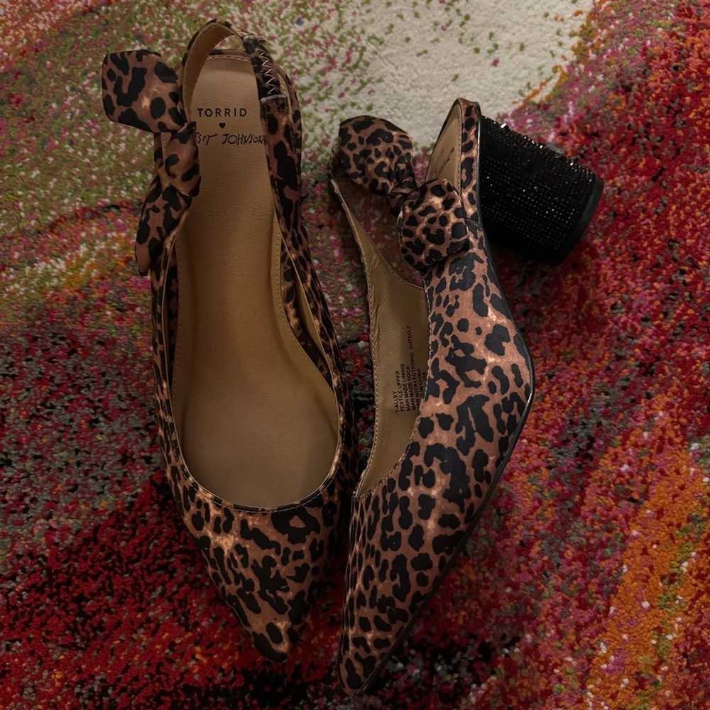 Torrid x Betsey Johnson cheetah sling back heels - image 1