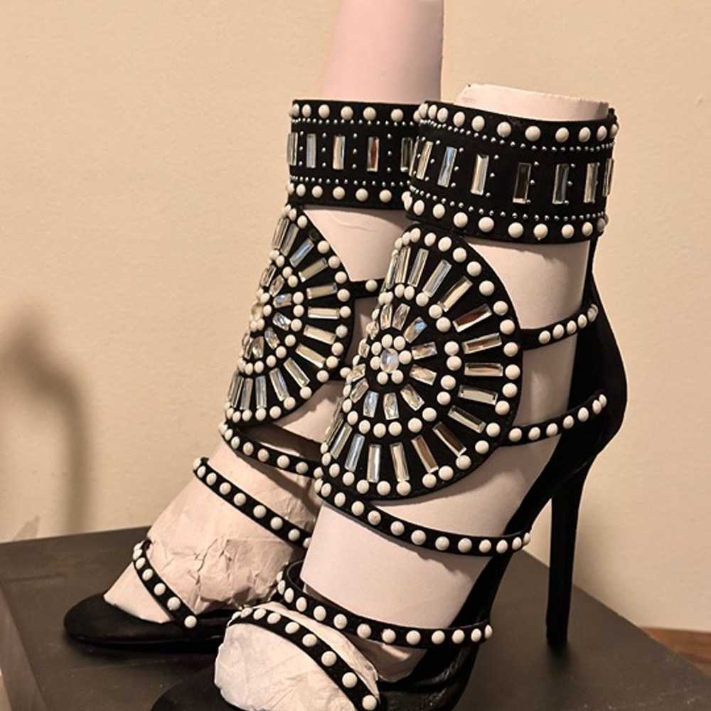 Black and silver beaded heels - image 2