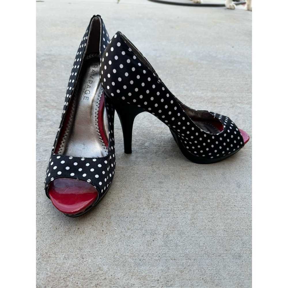 RAMPAGE Womens Black&White Polka Dotted High Heel… - image 2