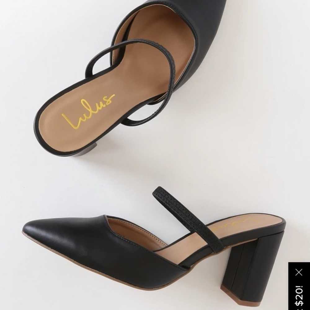 Lulus Heels - Maryna Black Pointed-Toe Mules - SI… - image 5