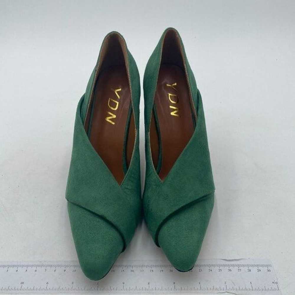 YDN Green Dress Pointed Toe Slip on Pumps Chunky … - image 2