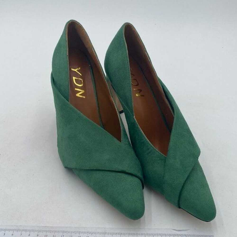 YDN Green Dress Pointed Toe Slip on Pumps Chunky … - image 3