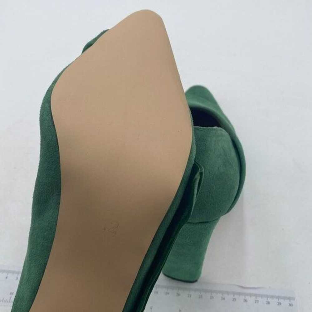 YDN Green Dress Pointed Toe Slip on Pumps Chunky … - image 5