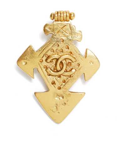 CHANEL Pre-Owned 1994 interlocking CC brooch - Go… - image 1