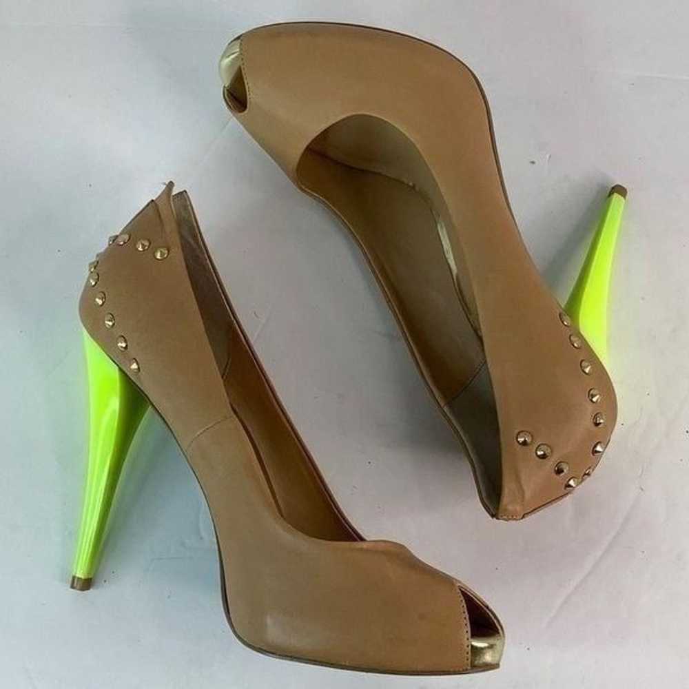 DMSX Donald J Pliner Latoya Tan/Green Neon Heels … - image 3