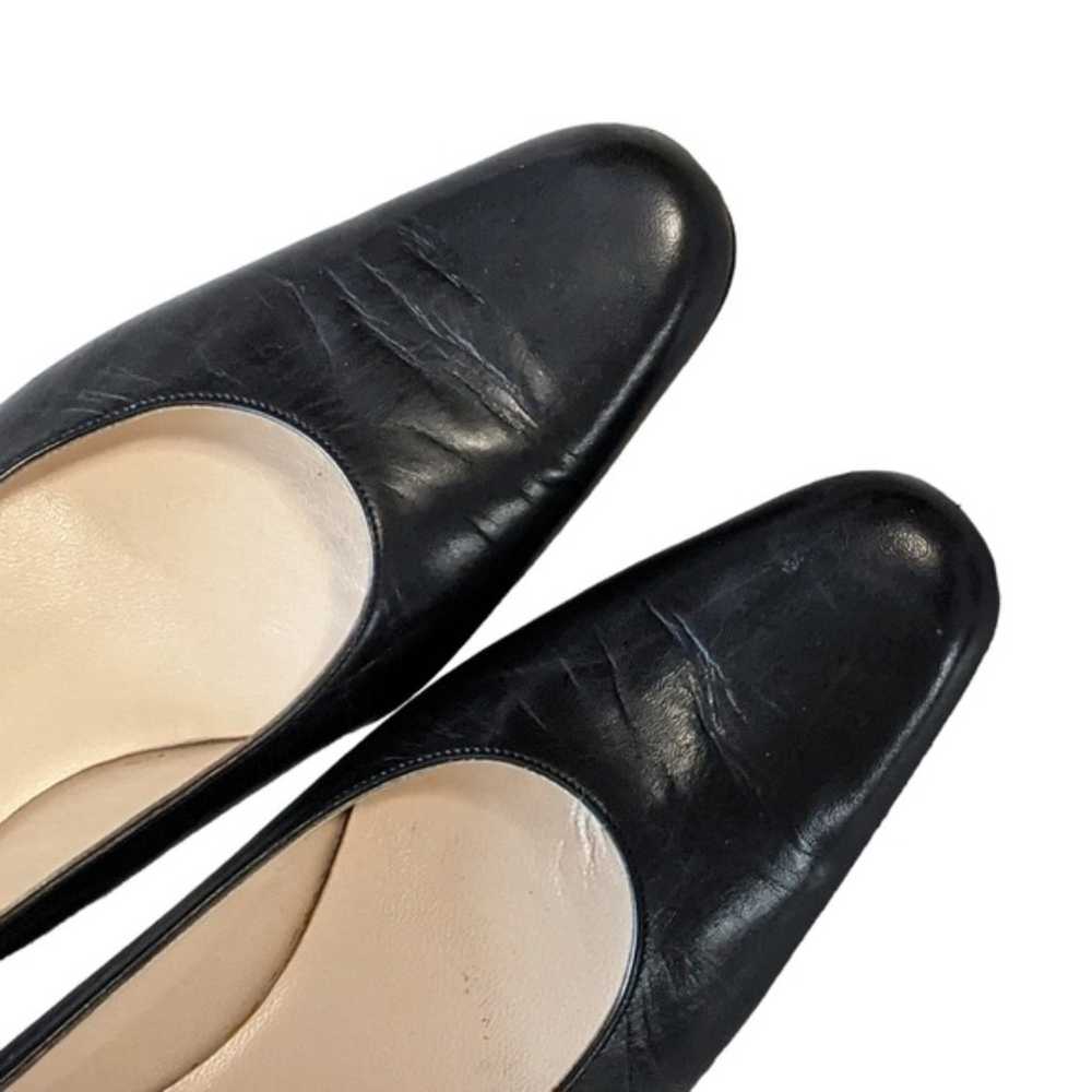 Bally classic black leather pumps round toe block… - image 6