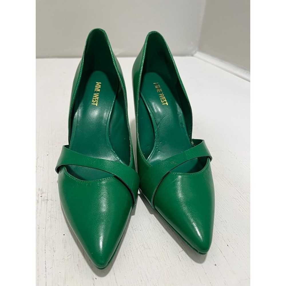 Nine West Womens Green Leather Pointed Toe Pumps … - image 3