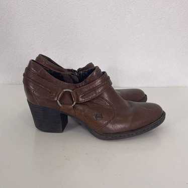 Born Brown Leather Ankle Heel Booties