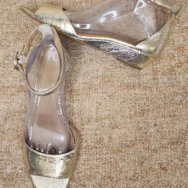 J.Crew Gold Crackle Demi Wedge Size 8.5 - image 1