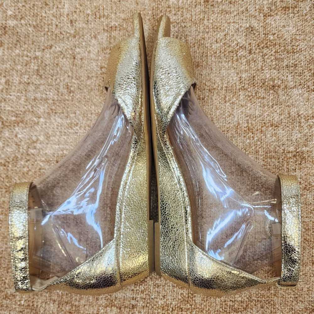 J.Crew Gold Crackle Demi Wedge Size 8.5 - image 6