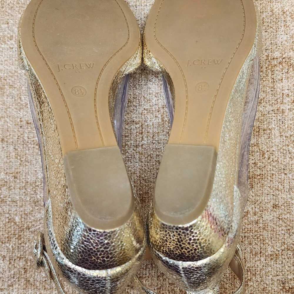 J.Crew Gold Crackle Demi Wedge Size 8.5 - image 7