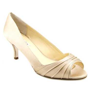 Nina Rose Gold Satin Peep Toe Pumps - image 1