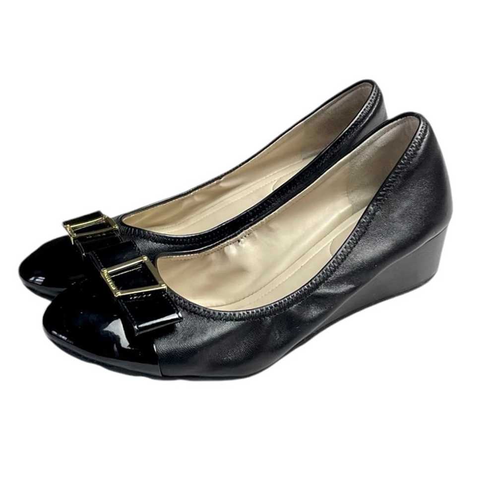 Cole Haan Emory Bow Black Leather Low Wedge Shoes… - image 2