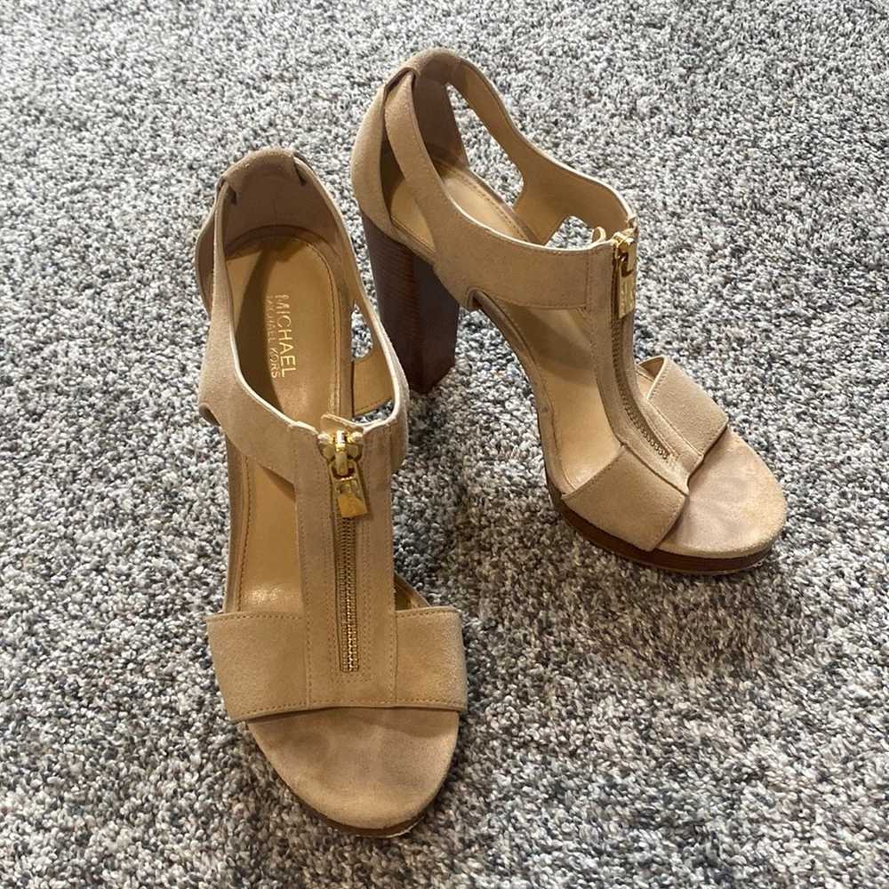 Michael Kors Tan Zip Up Chunky Heels size 7.5 - image 1