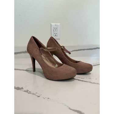 American Eagle Suede Mary Jane Heels Pink Blush S… - image 1