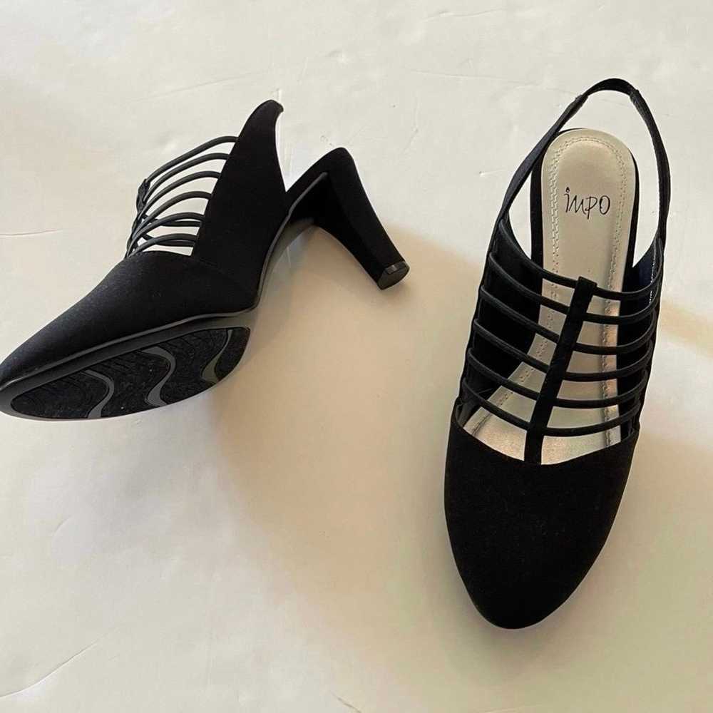 Women’s Black Strappy Elastic Heeled Textile Uppe… - image 7