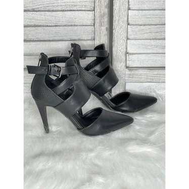 Aldo Black Leather Strappy Heels Size 7