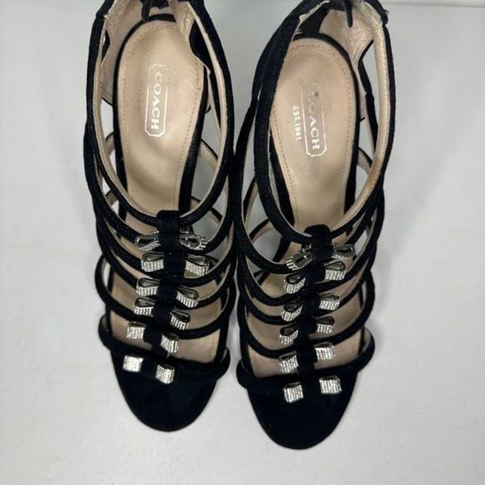 Coach Black Velvet Stiletto Holiday Heels With Si… - image 4