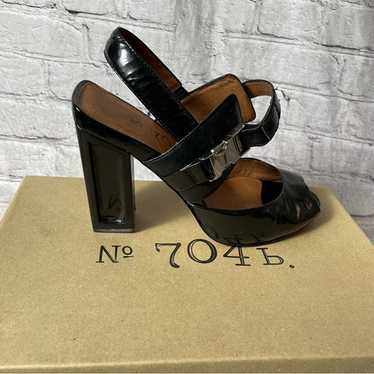 No 704b Patent Leather Black Square Heels Shoes Si