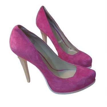 BCBG Pinkie Suede Leather Stiletto Heels Sz 10 Ba… - image 1