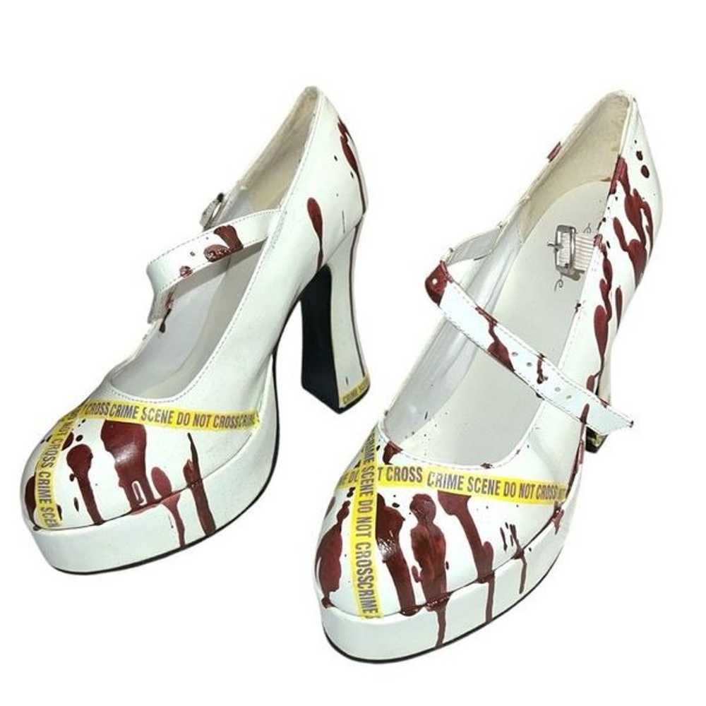 Ellie white faux patten leather platform chunky h… - image 7