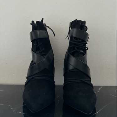 Zara Black Faux Suede & Faux Leather Booties