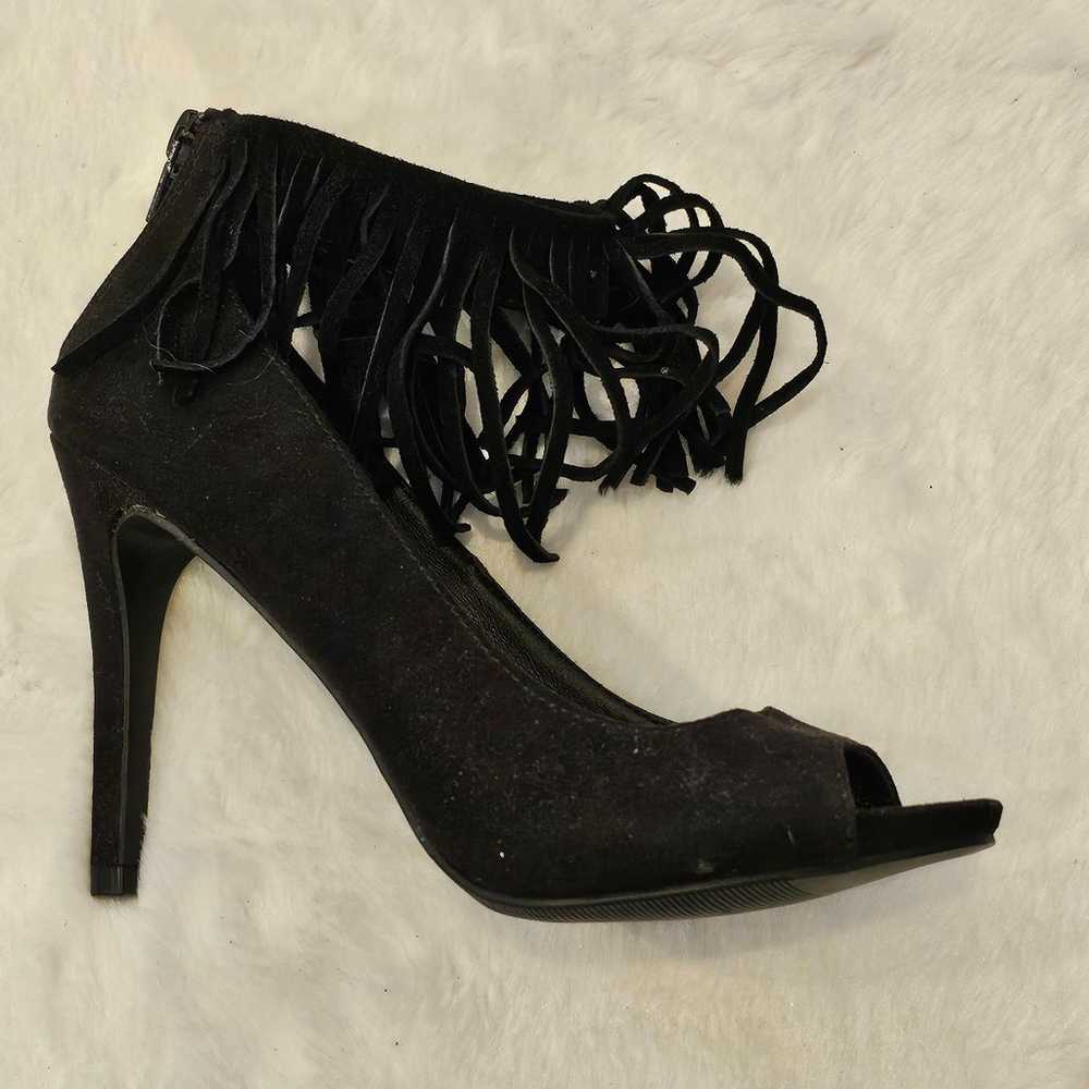 Brash Women Open Toe High Heels Black Fringes Sue… - image 3