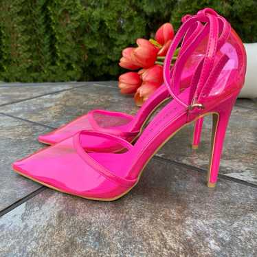 NEW Azalea Wang Crazy Hot Pink Clear Pointed Toe … - image 1