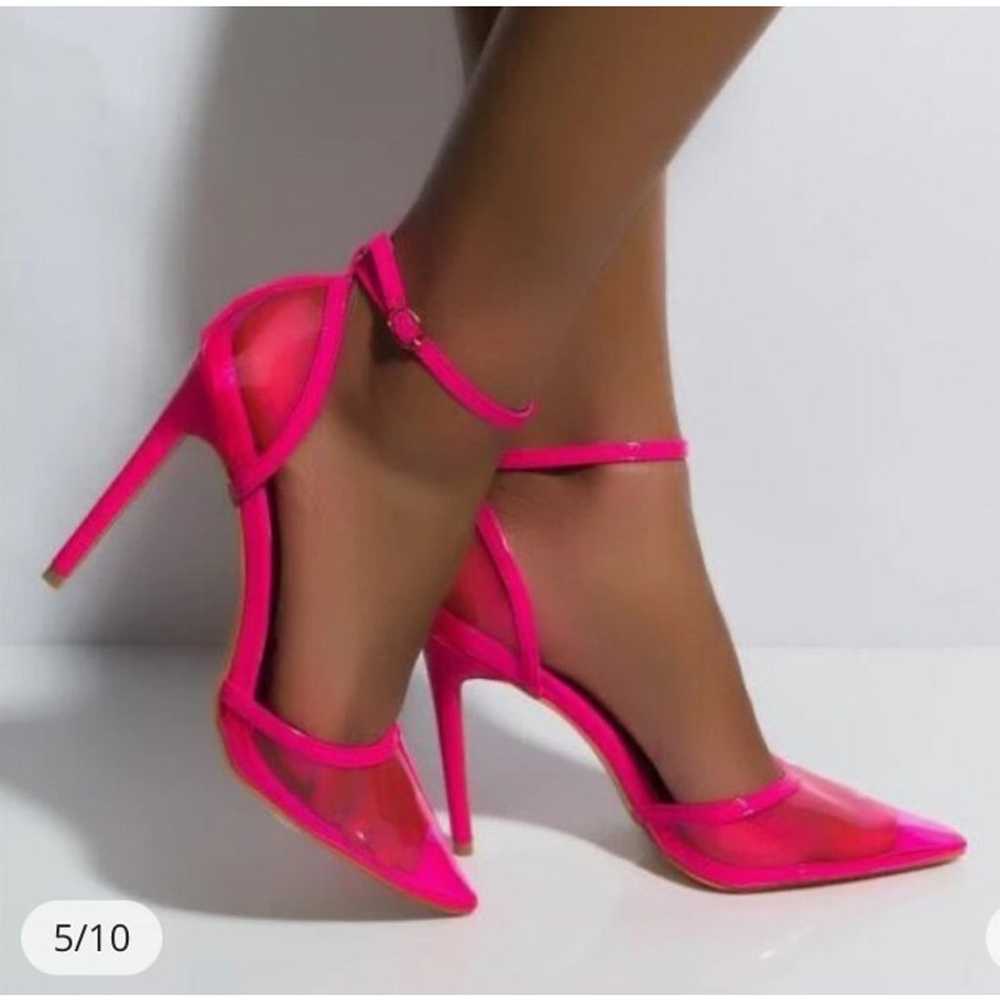 NEW Azalea Wang Crazy Hot Pink Clear Pointed Toe … - image 8