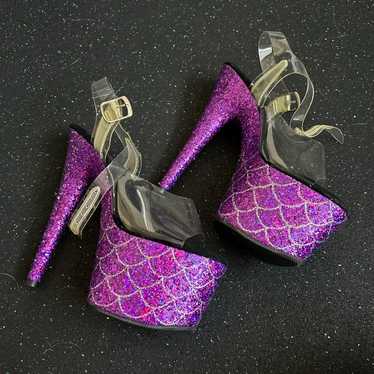 Pleaser Adore 708 purple glitter heels