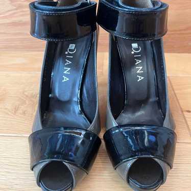 Diana Open Toe High Heels in Black and Grey - image 1