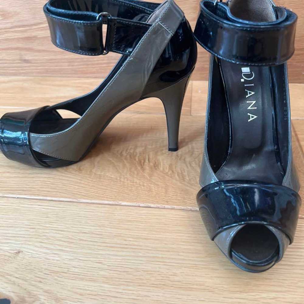 Diana Open Toe High Heels in Black and Grey - image 2