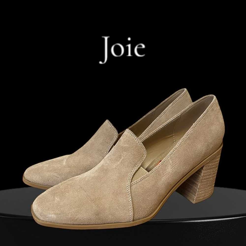 Joie Neutral Beige Suede Block Heel Loafers Size … - image 1