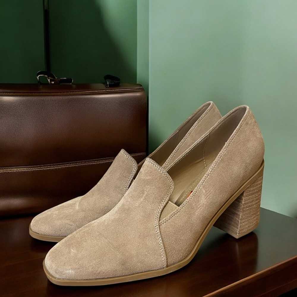 Joie Neutral Beige Suede Block Heel Loafers Size … - image 2