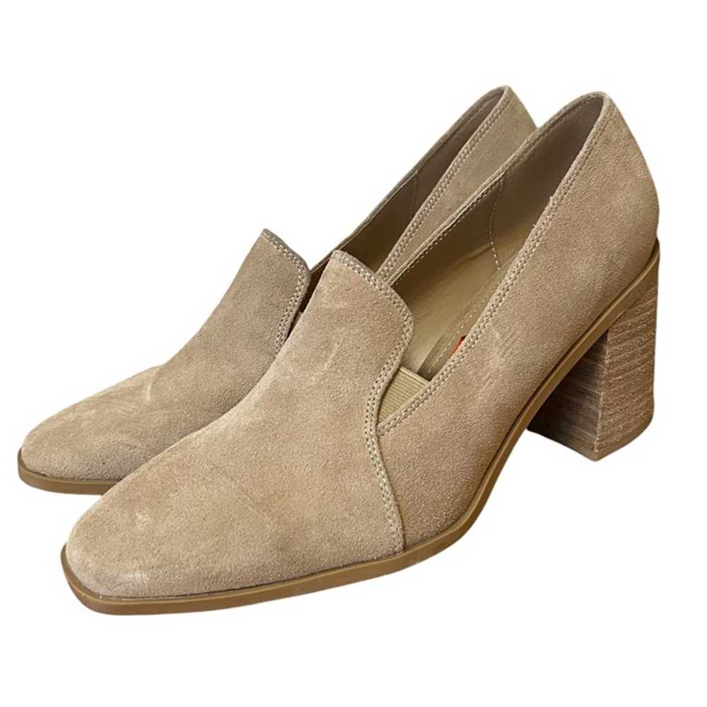 Joie Neutral Beige Suede Block Heel Loafers Size … - image 3