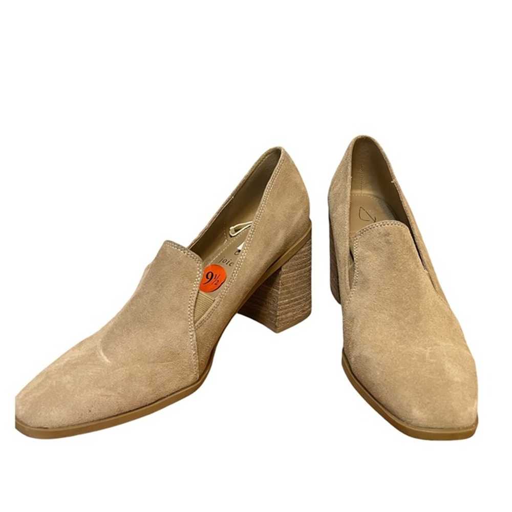 Joie Neutral Beige Suede Block Heel Loafers Size … - image 4